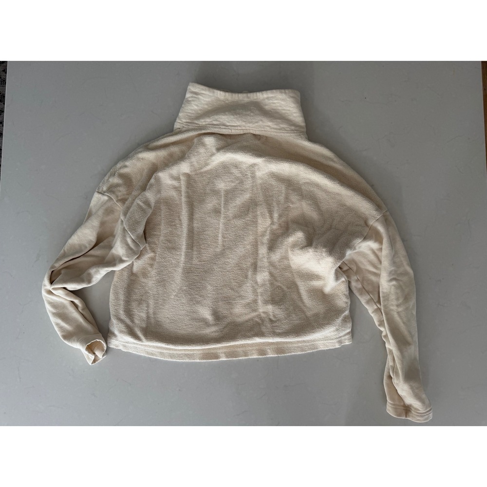 REI Co-op Womens Cream Hemp Cotton Blend Button Neck Pullover Sweatshirt XS - Picture 2 of 8